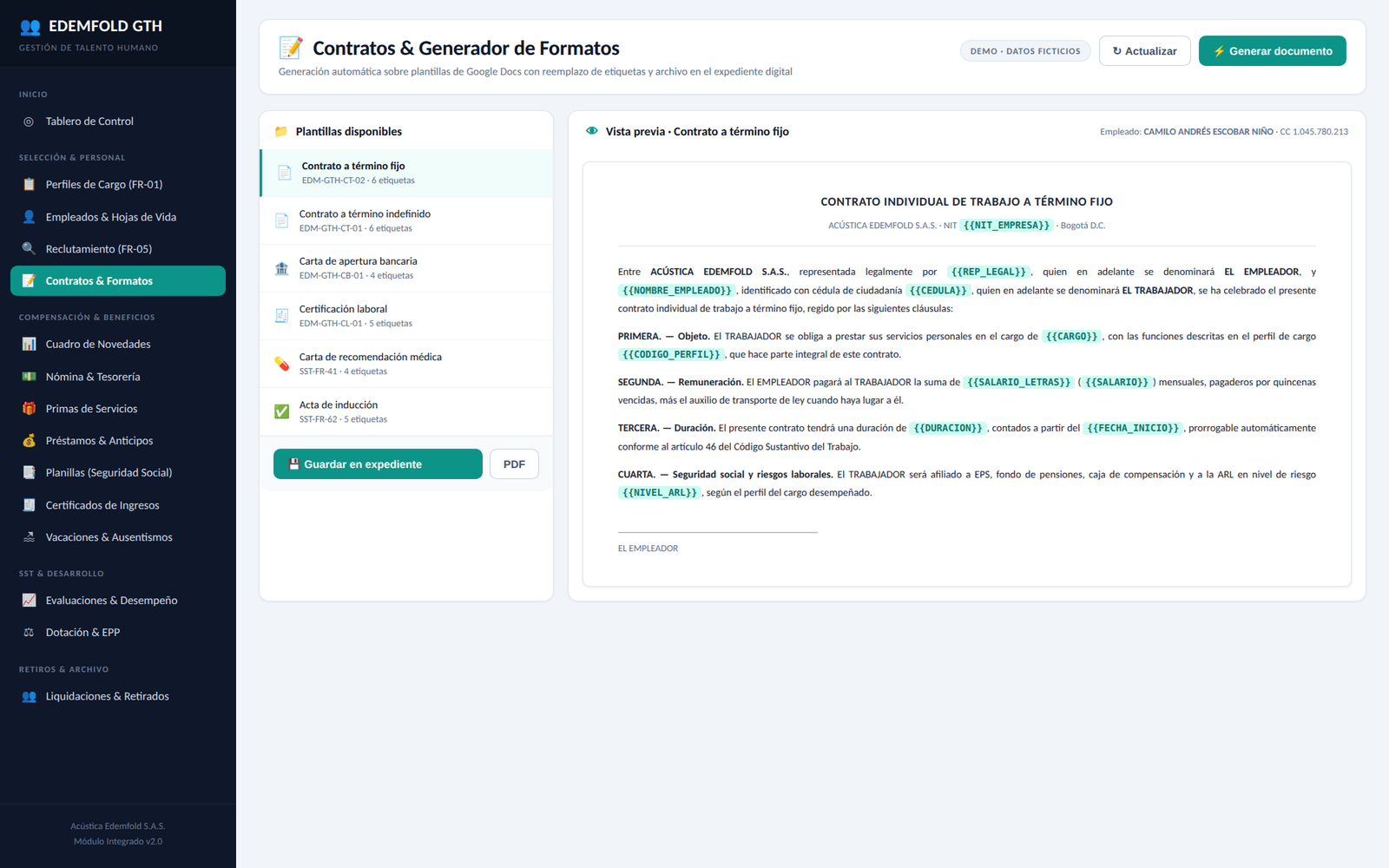 Generador de contratos y formatos